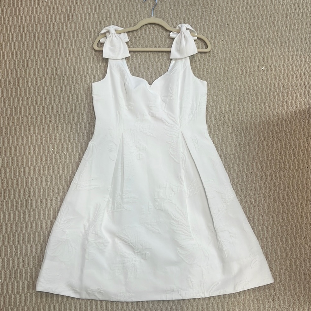 Lilly Pulitzer NWT Linnet Stretch Dress White Hip Nautic Pucker
